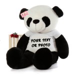 Giant Personalized Panda Teddy Bear Soft Toy wearing Customized Photo and Message Tshirt
